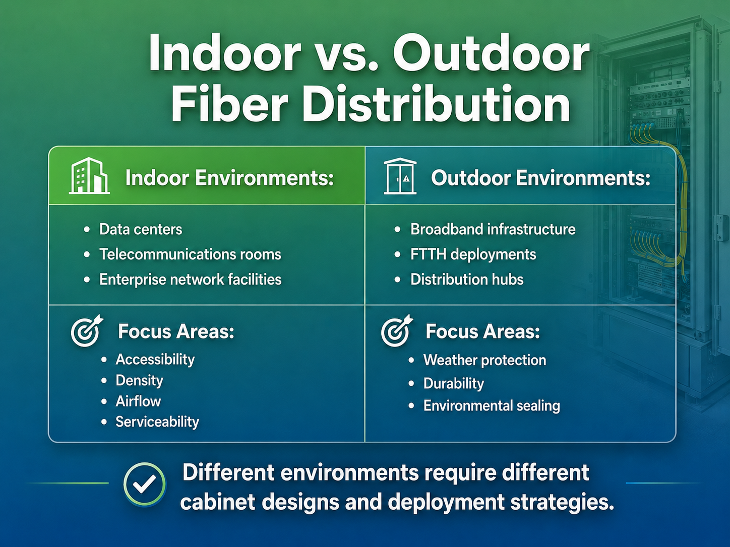 A comparison of fiber distribution cabinet deployments.